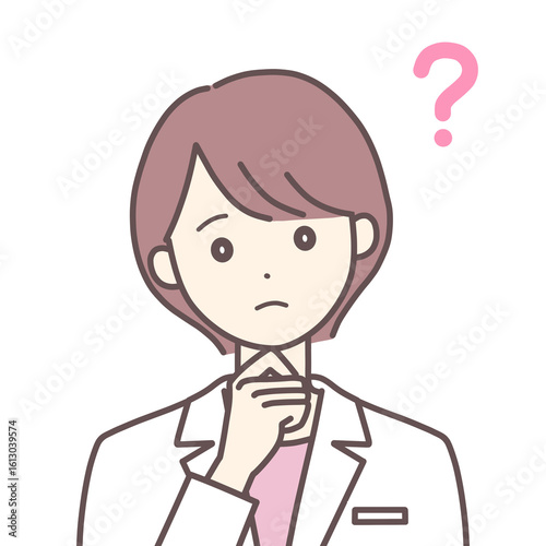 考えている白衣の女性