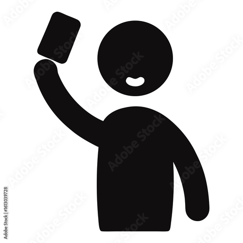 Person Taking Selfie Silhouette Icon – Digital Photography & Self-Portrait Symbol

