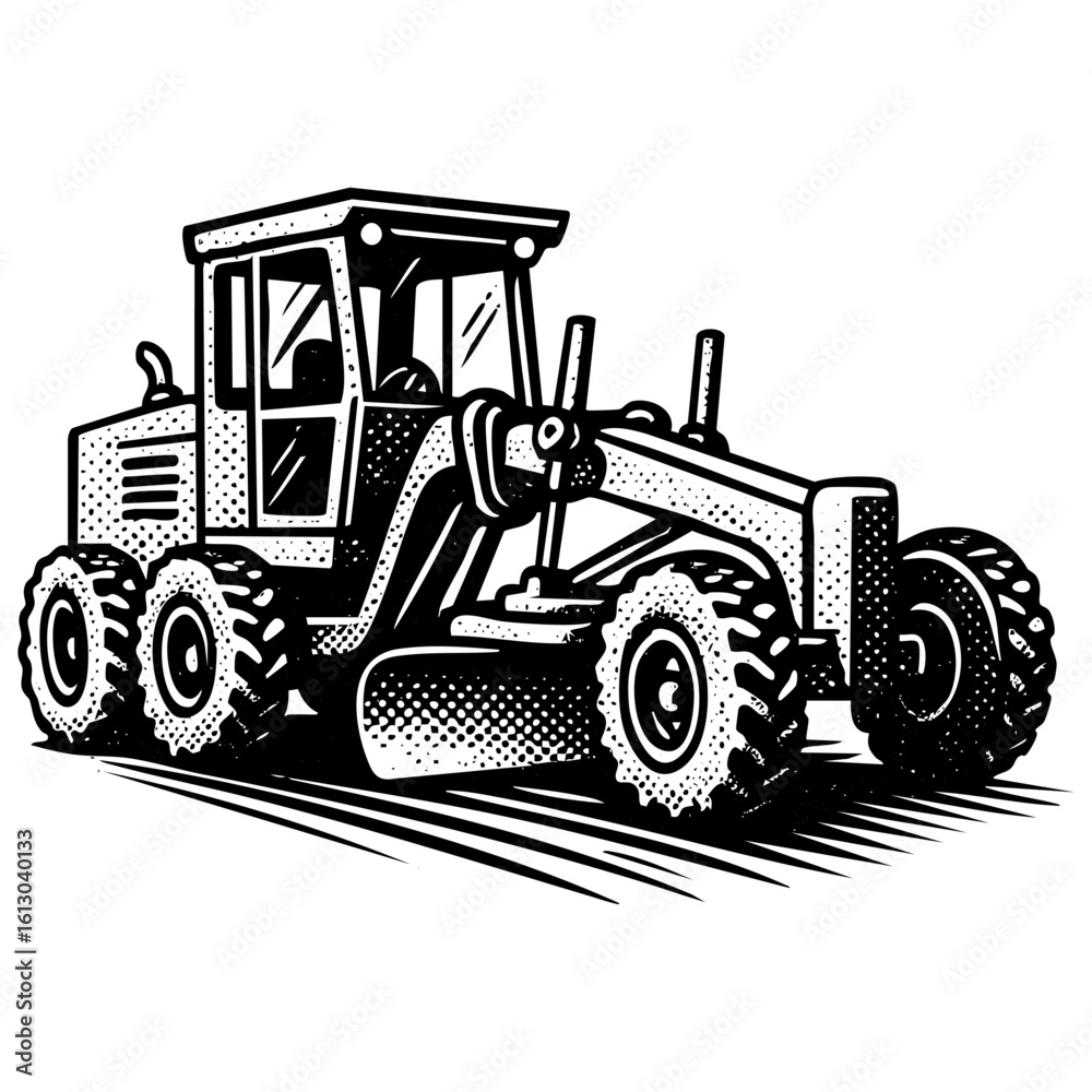 Naklejka premium Bulldozer Comic Style Vector – Heavy Duty Construction Sketch