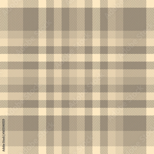 Neutral plaid pattern. Beige  grey tartan design, ideal for backgrounds, textiles or graphic design. Soft hues for a calming, classic aesthetic.