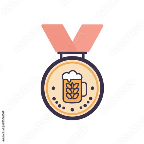 Oktoberfest Beer competition medal icon transparent background