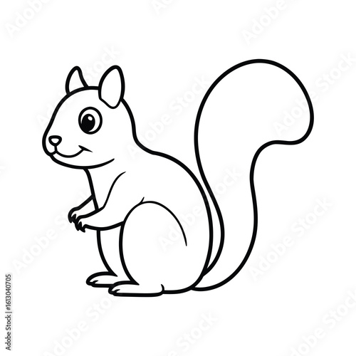 outline illustration cute squirrel sitting cartoon 