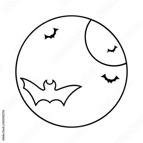 vector whit bat illustration of a moon