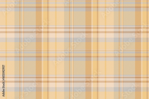 Fire textile check texture, damask fabric tartan background. Model pattern seamless plaid vector in amber and grey colors.
