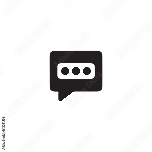 Black speech bubble with three dots icon on white background chat icon message icon