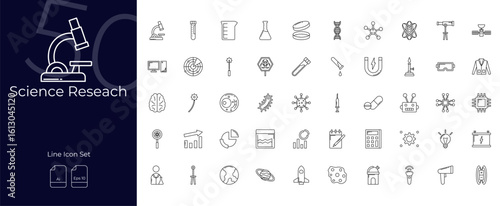 Science Research Line Editable Icons set. Vector illustration in modern thin line style of Science Research icons: research, laboratory, experiment, etc
