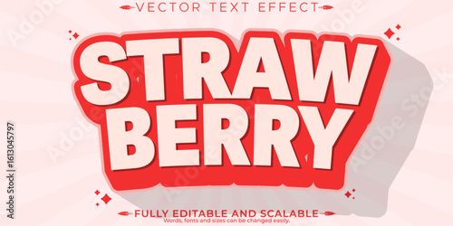 Strawberry editable text effect, editable fruit and fresh text style