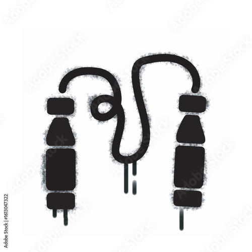 A spray-painted graffiti skipping icon isolated on a white background. A spray-painted graffiti skipping icon in black on white. Vector illustration.