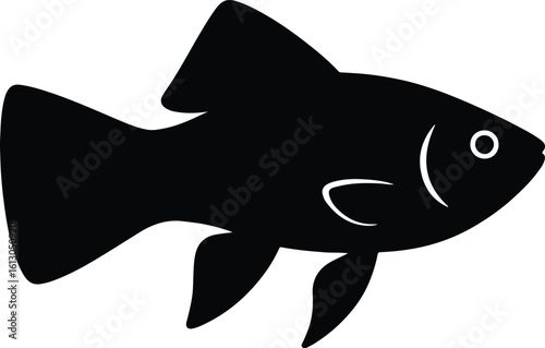 Silhouette black tetra fish simple aquatic animal vector illustrator
