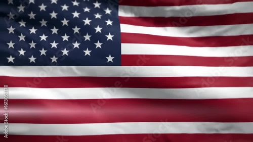 Photorealistic waving US flag, detailed fabric, stars and stripes, solemn animation