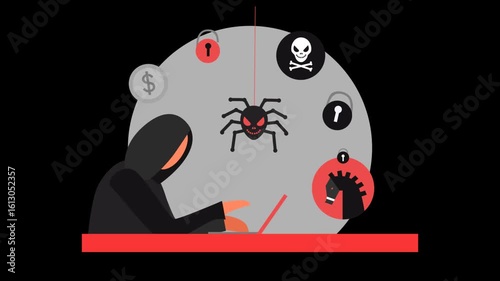Illustration of Cybercrime, Hacking Alarm, and Online Security Breach
