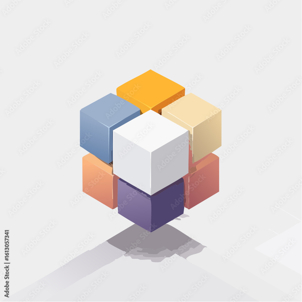 Obraz premium layered cubes and shadows, deep perspective, soft glow