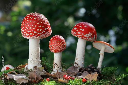 Fliegenpilz (Amanita muscaria) auch Roter Fliegenpilz im Wald 