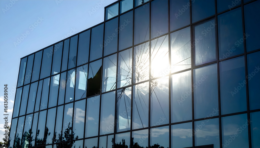 Obraz premium Broken glass office building
