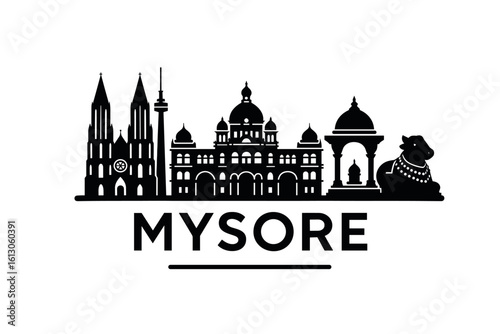Mysore city skyline with iconic buildings and landmarks