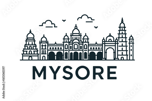 Mysore city skyline with iconic buildings and landmarks