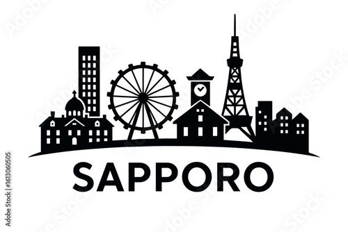 Sapporo city skyline with iconic buildings and landmarks