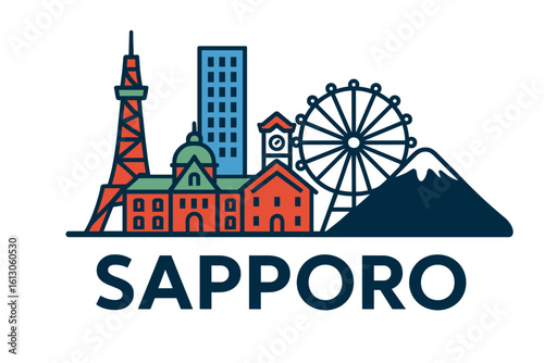 Sapporo city skyline with iconic buildings and landmarks