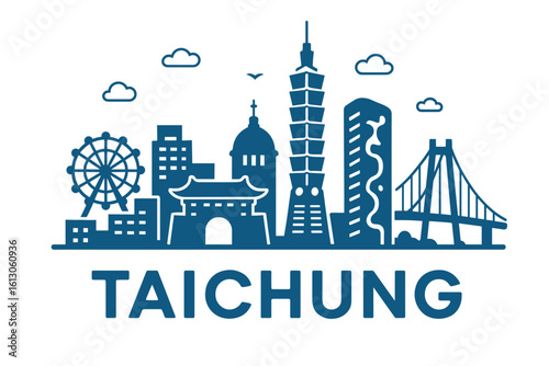 Taichung city skyline with iconic buildings and landmarks