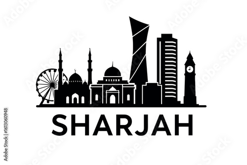 Sharjah city skyline with iconic buildings and landmarks