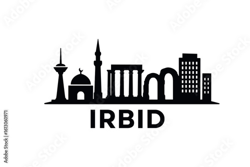 Irbid city skyline with iconic buildings and landmarks