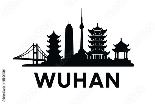 Wuhan city skyline with iconic buildings and landmarks