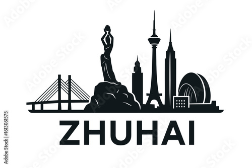 Zhuhai city skyline with iconic buildings and landmarks