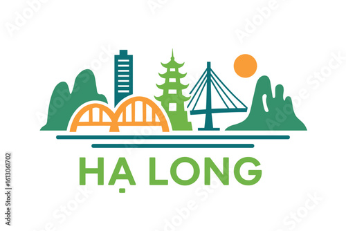 Ha Long city skyline with iconic buildings and landmarks