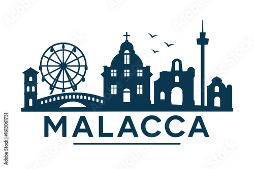 Malacca city skyline with iconic buildings and landmarks