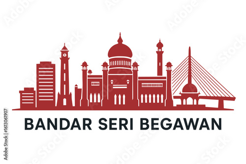 Bandar Seri Begawan city skyline with iconic buildings and landmarks