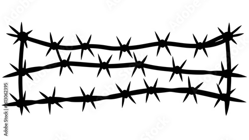 A formidable barbed wire fence, a stark metal barrier against the sky, symbolizes both security and the grim isolation of a prison border