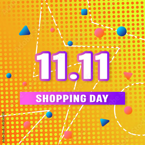 Banner template november 11 shopping day vector abstract banner in color gradient with dots and shapes