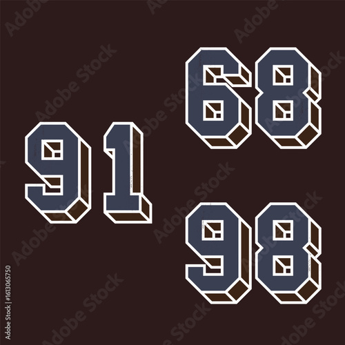 Varsity vintage 3d numbers design pack