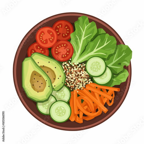 Colorful and healthy bowl of fresh salad ingredients for a nutritious meal 