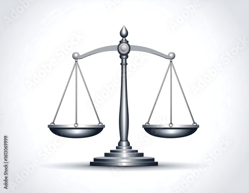 Silver balance scales on a light background