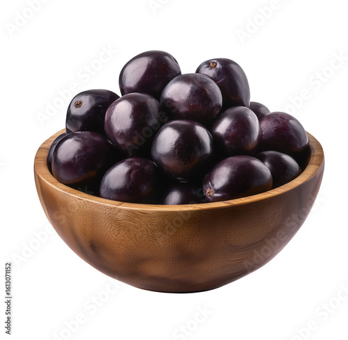Wallpaper Mural Fresh jabuticaba berries overflowing a wooden bowl isolated against a solid transparent background Torontodigital.ca