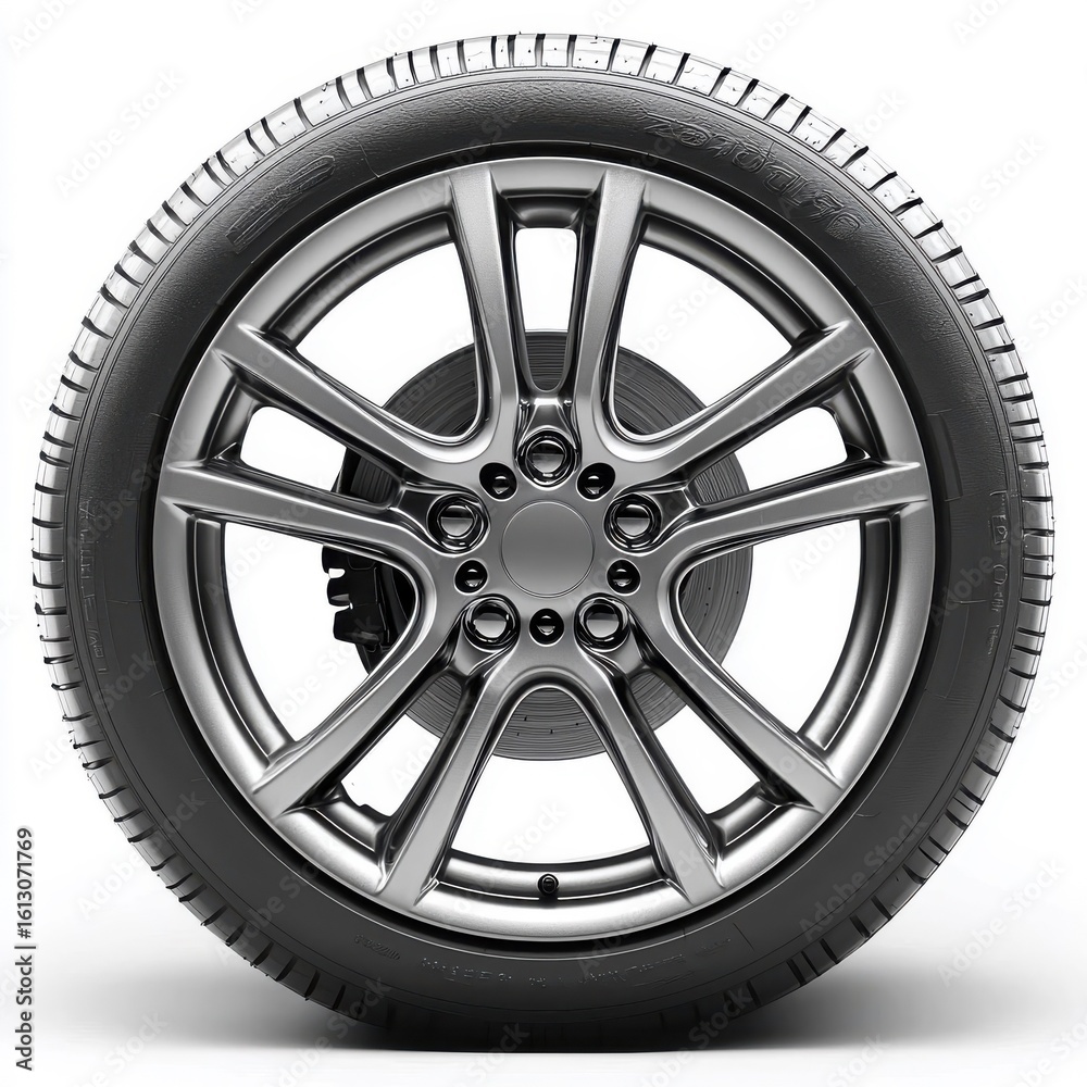 Obraz premium Isolate car wheel on a clean white background.