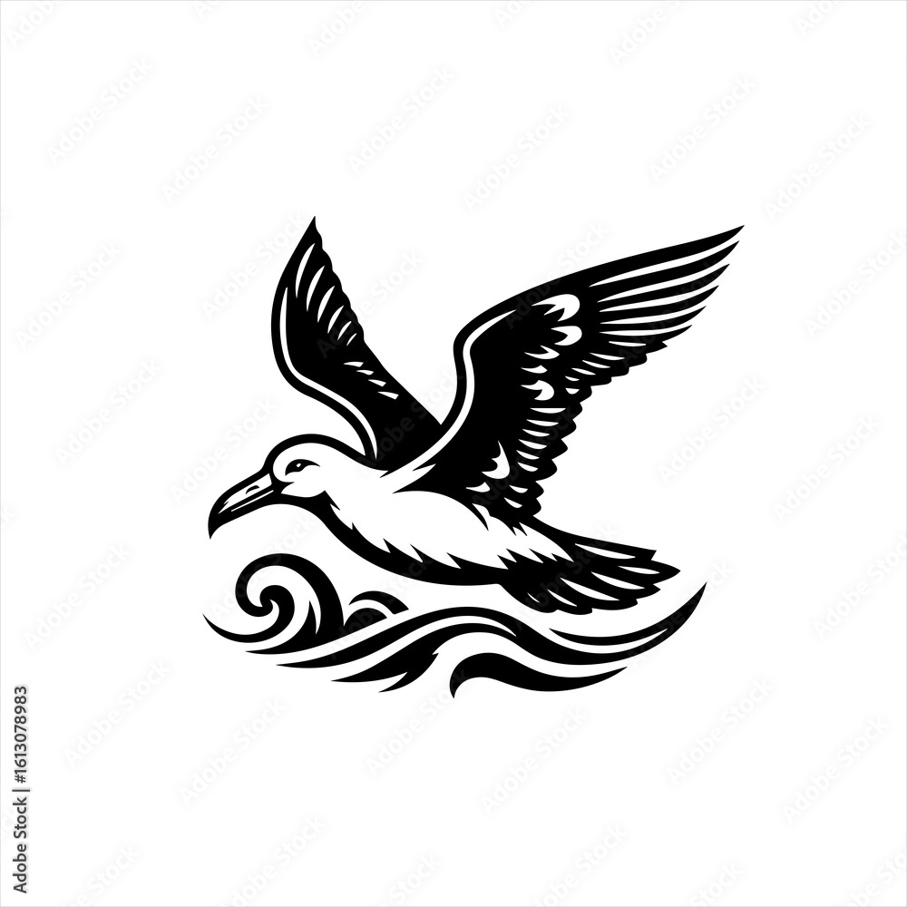 Fototapeta premium Seagull flying over waves