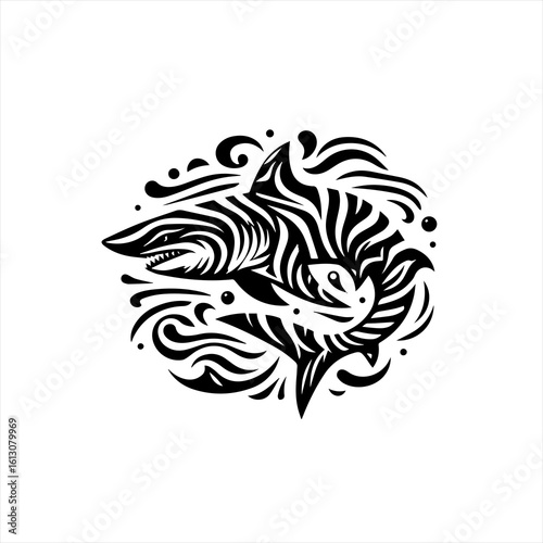 Shark in swirling water