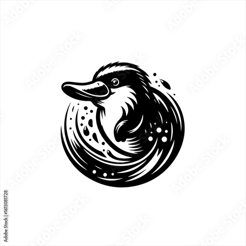 Cute platypus swimming in water