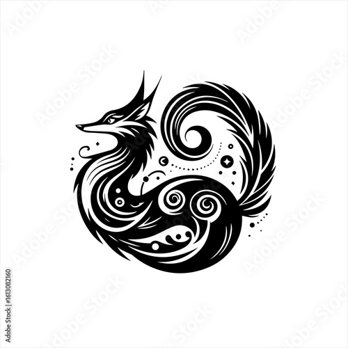 Stylized fox illustration isolated on white background