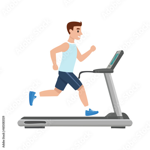 young man exercising on a treadmill
