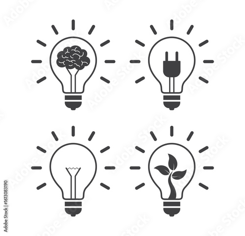 lightbulb idea design icon set