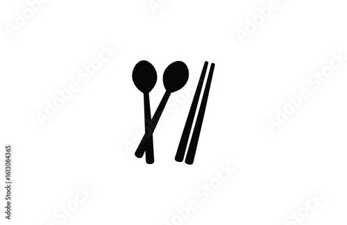 chopsticks and spoon solid icon