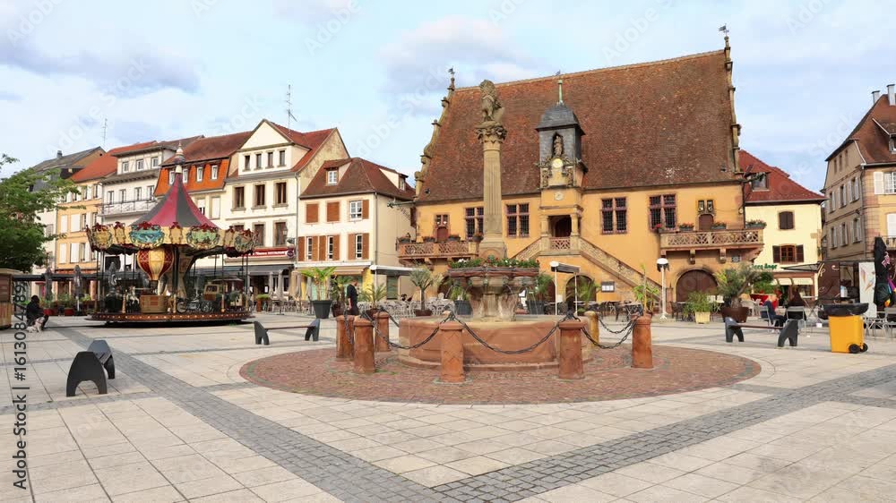 Timelapse Video of Molsheim Town Square, Grand Est, France