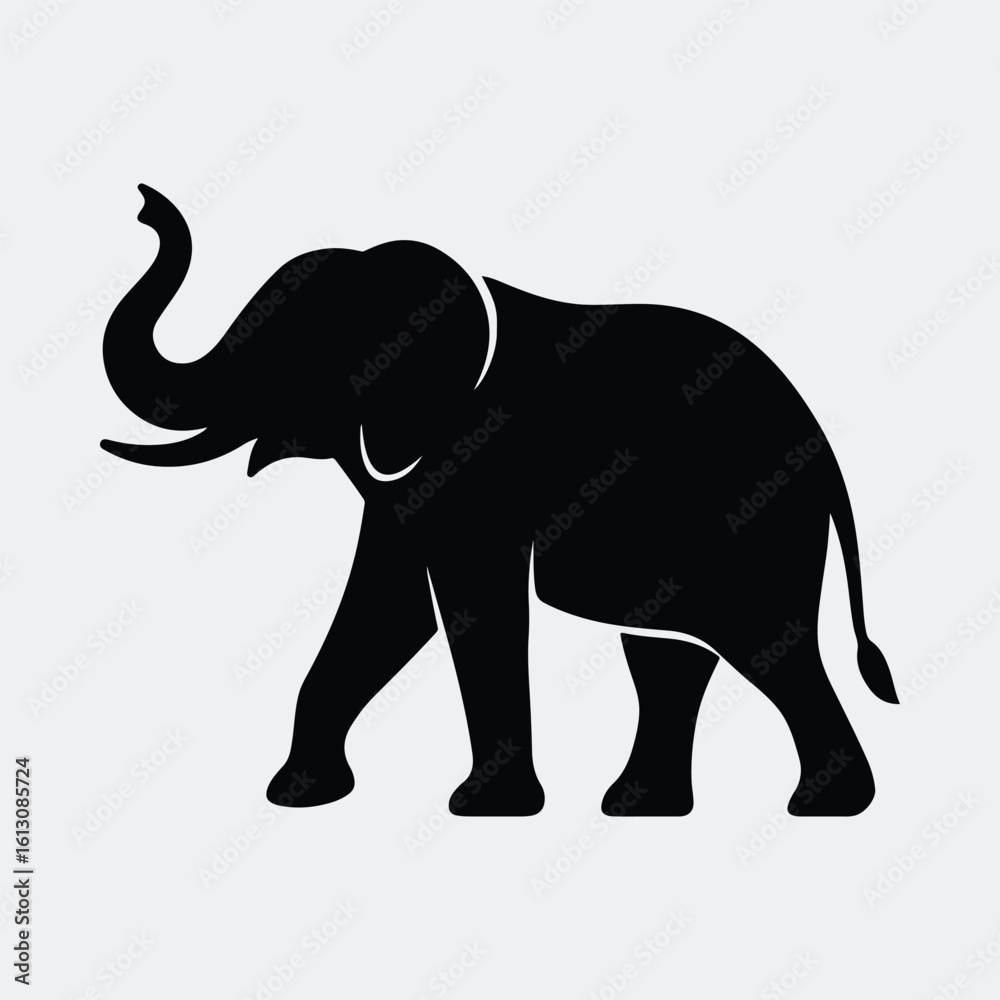 Obraz premium Silhouette african elephant walking isolated on white background vector illustration