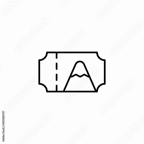 mountain ticket stub icon sign vector