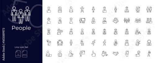 People Line Editable Icons set. Vector illustration in modern thin line style of People icons: person, group, community, etc