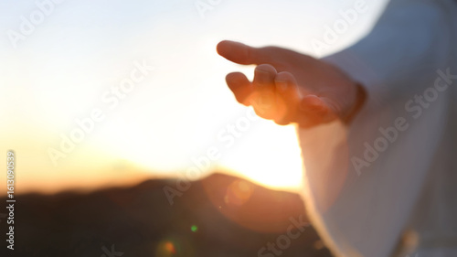 Photos The hand of Jesus Christ reaching out with arms outstretched, the hand gesture o
