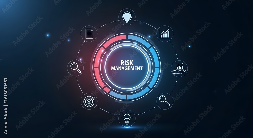 Obraz premium Futuristic digital interface with glowing neon lights and data visualizations